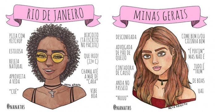Ilustradora faz desenhos sensacionais das mulheres de cada estado do Brasil