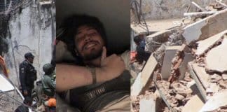 Jovem tira ‘selfie’ embaixo de escombros do prédio que desmoronou em Fortaleza