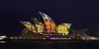 Sydney agradece aos bombeiros comprometidos em apagar os incêndios projetando suas fotos na Opera House