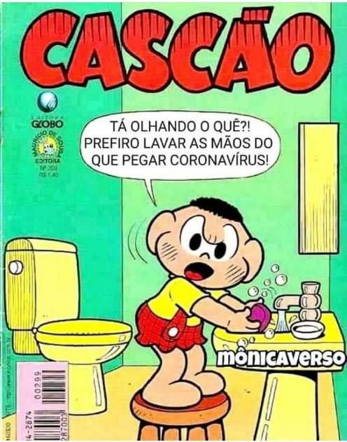 revistapazes.com - Cascão perde o medo da água e lava as mãos para fugir do coronavírus