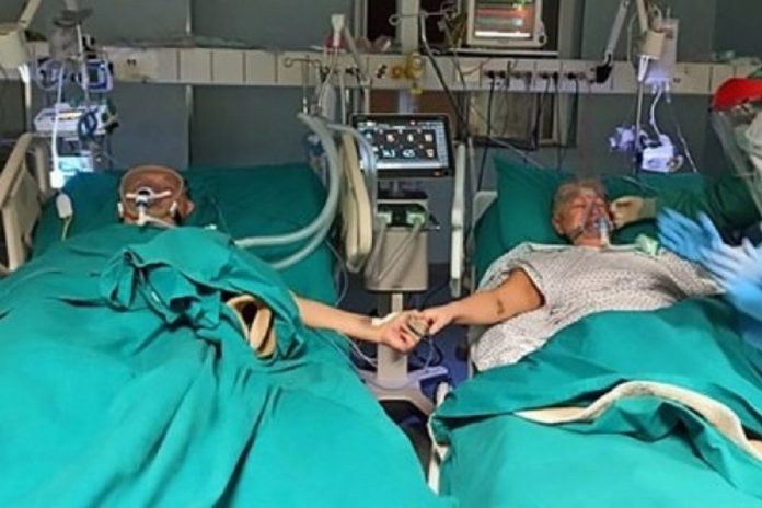 Hospital coloca casal com Covid-19 lado a lado em UTI para celebrar 50 anos de união