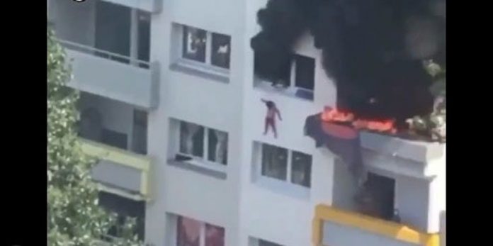 (Vídeo) Duas crianças (de 10 e 3 anos) saltam de mais de 10 metros e escapam de incêndio na França