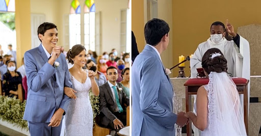 O padre oficializou o casamento em linguagem de sinais para um casal surdo