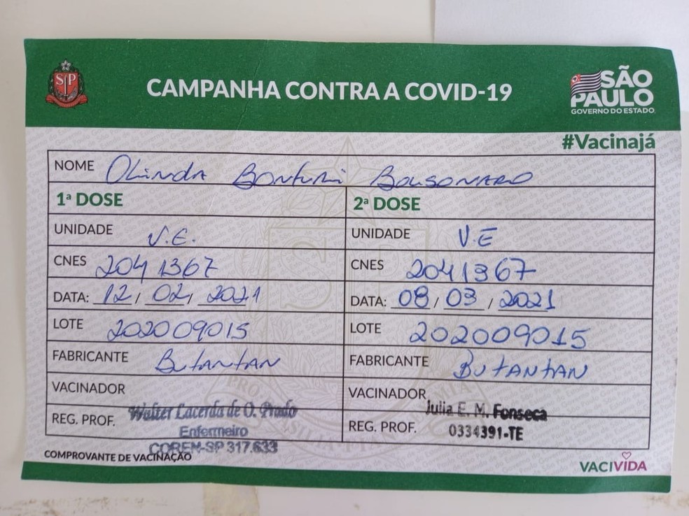 revistapazes.com - Mãe de Jair Bolsonaro recebe a segunda dose da vacina CoronaVac