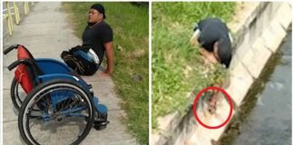 Homem com deficiência física ‘rasteja’ até encosta para resgatar gatinho perdido