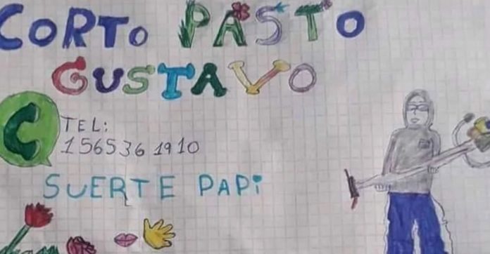 Menina de 9 anos desenha currículo para ajudar papai desempregado na Argentina