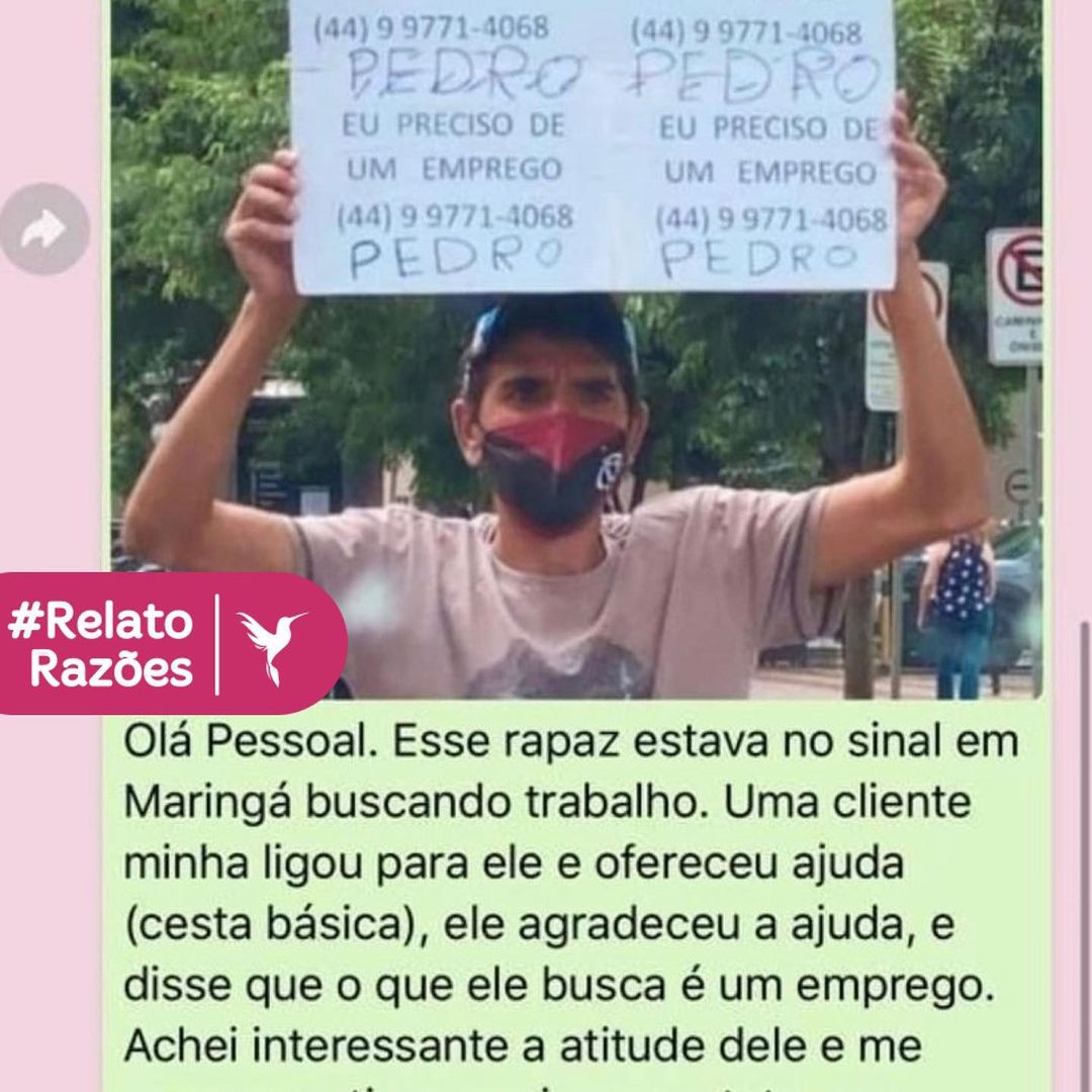 revistapazes.com - Mulher contrata homem que clamava por emprego em semáforo de Maringá (PR)