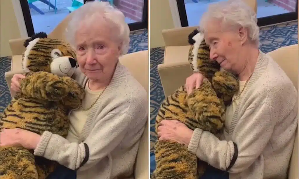 Vovó com demência não para de abraçar ursinho de pelúcia que ganhou de presente de cuidadora revistapazes.com - Vovó com demência não para de abraçar ursinho de pelúcia que ganhou de presente de cuidadora
