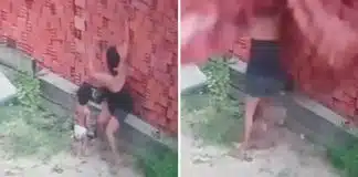 Em ato heroico, mãe salva filho de ser esmagado por parede de tijolos; veja o vídeo