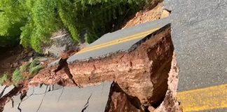 #vídeo Cratera se abre e ‘engole’ trecho de rodovia em Mariana