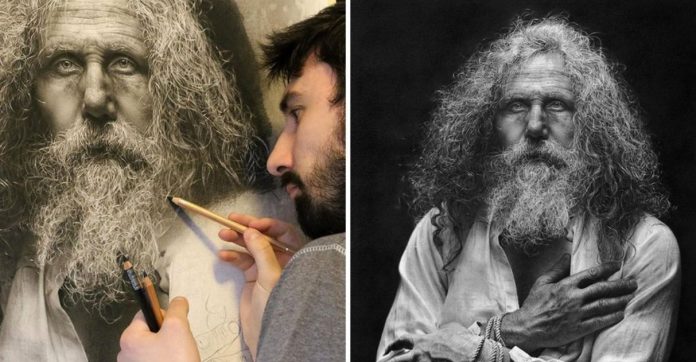 Artista cria retratos hiper-realistas usando apenas lápis grafite e carvão; confira fotos