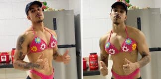 Filho decide usar biquíni feito pela mãe para divulgar o seu trabalho: “Vou mostrar seu talento”