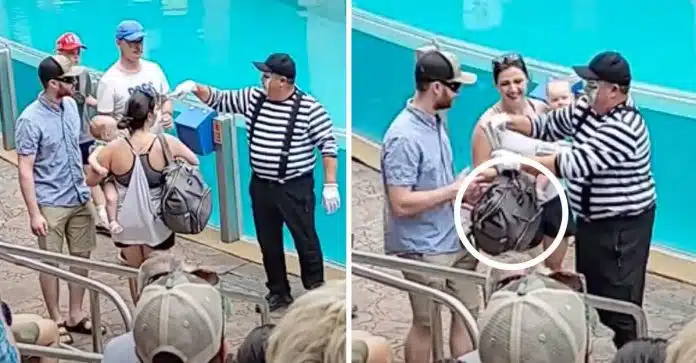 portada-mimo-mochila-madre-padre Com sinais, mímico obriga homem a carregar mochila da esposa enquanto ela segurava seu bebê