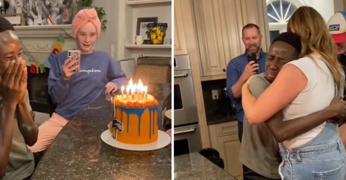 Jovem adotado se emociona ao comemorar aniversário pela primeira vez ao lado de sua nova família