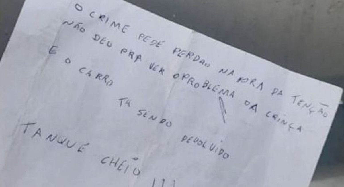 revistapazes.com - Com tanque cheio, ladrão devolve carro roubado após perceber deficiência de criança
