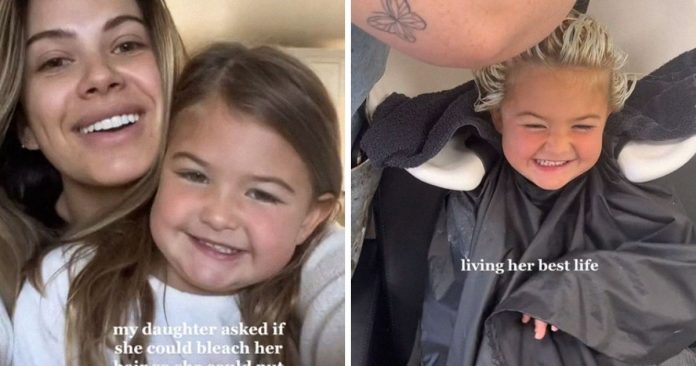 Mãe permite filha de 5 anos descolorir o cabelo e recebe enxurrada de críticas na internet