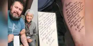 Neto tatua mensagem escrita há 26 anos por sua vó em homenagem à ela: ‘Guiou minha vida’