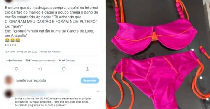 Mulher compra biquíni pela internet e marido acha que cartão foi usado em bordel