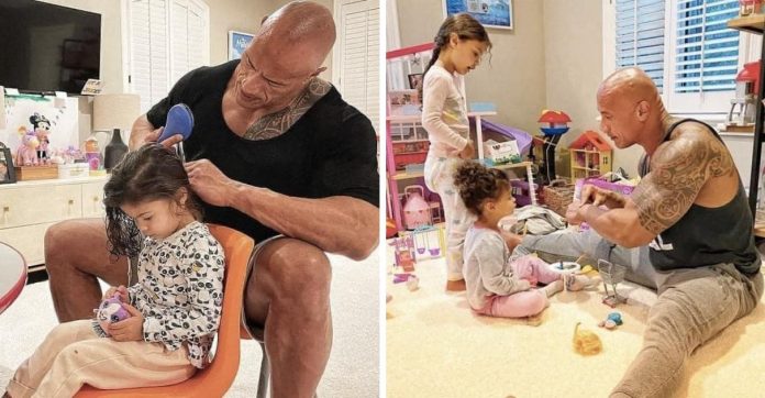 “Somos um time”, diz Dwayne Johnson sobre relacionamento com as filhas; veja fotos