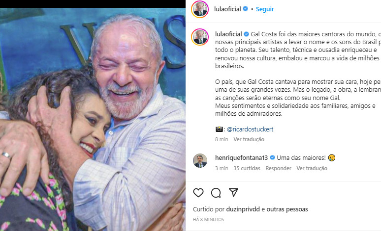 revistapazes.com - Gal Costa morre aos 77 e políticos e autoridades lamentam e homenageiam a cantora