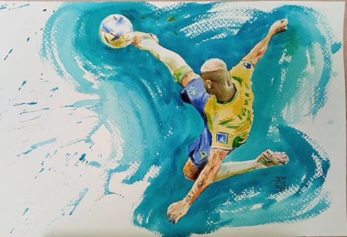 Gol de Richarlison vira pintura em aquarela de artista nordestino