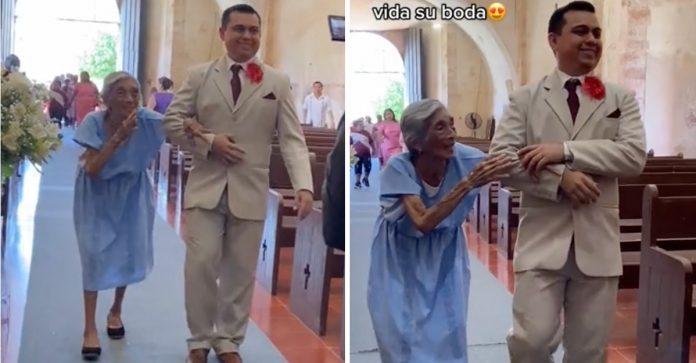 Vovó quase centenária leva neto ao altar e emociona convidados: ‘Eles deveriam ser eternos’