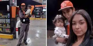 Frentista recebe visita da filha e da namorada após passar o dia inteiro de réveillon trabalhando