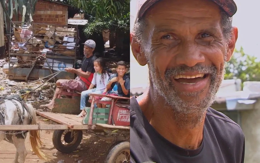 revistapazes.com - Pai percorre 12 km de carroça todos os dias para levar os filhos na escola em Goiânia