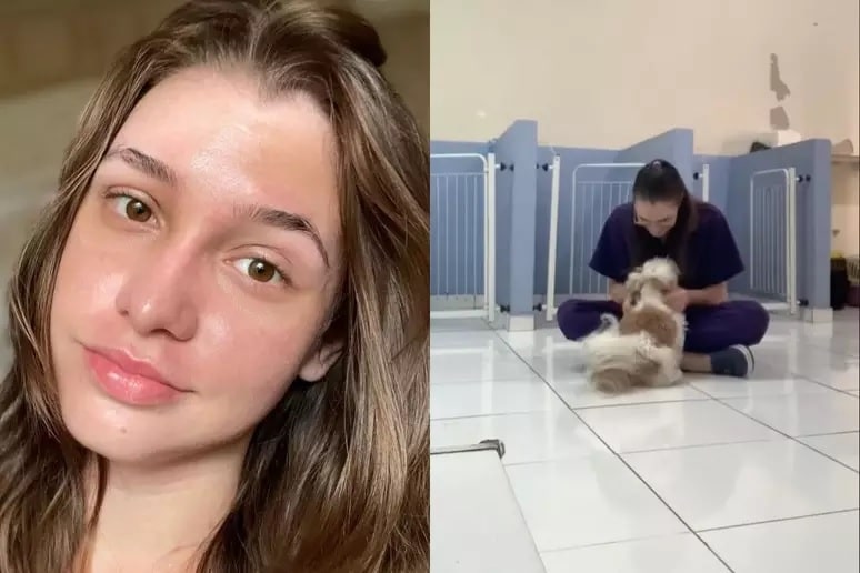 revistapazes.com - Em vídeo viral, jovem mostra rotina morando em banheiro de pet shop após divórcio; veja