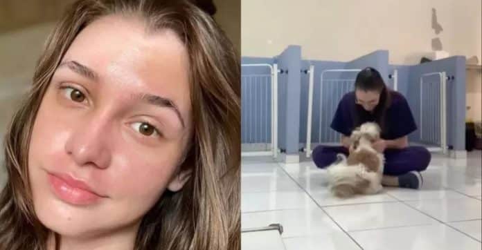 Em vídeo viral, jovem mostra rotina morando em banheiro de pet shop após divórcio; veja