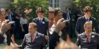 De cadeira de rodas, Faustão faz rara aparição e leva filha mais velha até o altar