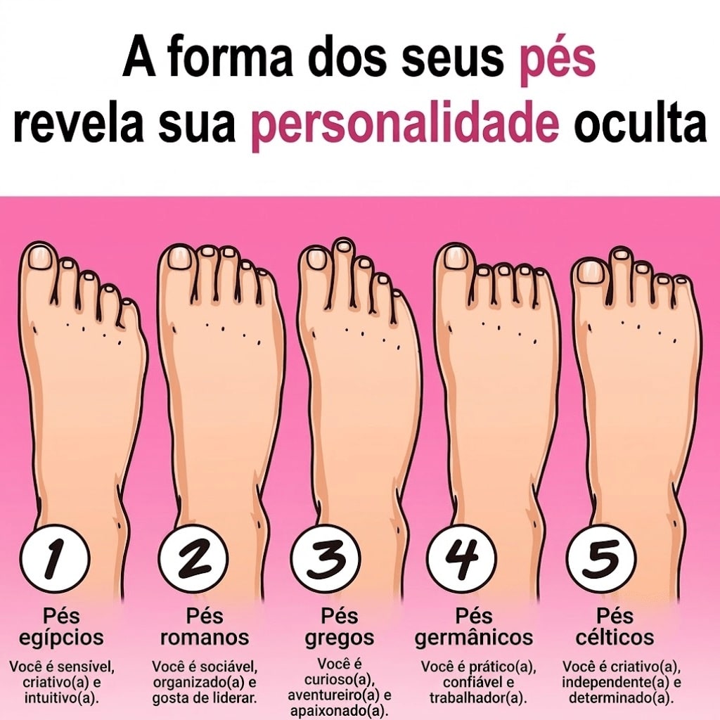 revistapazes.com - Cinco formatos de p&eacute;s aparecem nesse teste curioso; descubra qual deles mais se parece com o seu